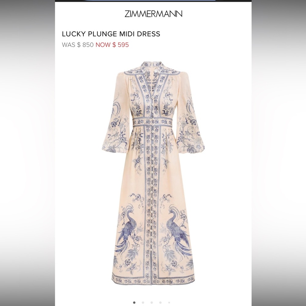 Elegant Cream and Blue Midi Dress